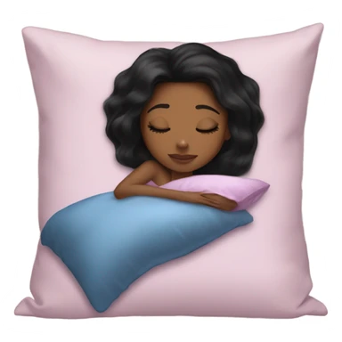 sleeping beauty black straight hair brown girl with a silk pillow sticker