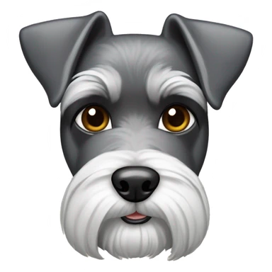Schnauzer dog with brown eyes, super pointed earas and a plaque in its neck, in bone form that says HUMA sticker