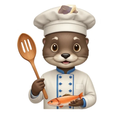 Otter chef cooking fish sticker
