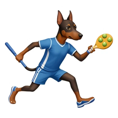 Doberman playing Pickleball  sticker