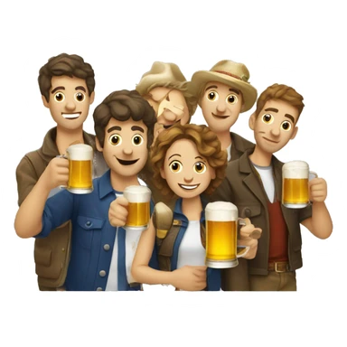 a group of friends of french people with beers sticker