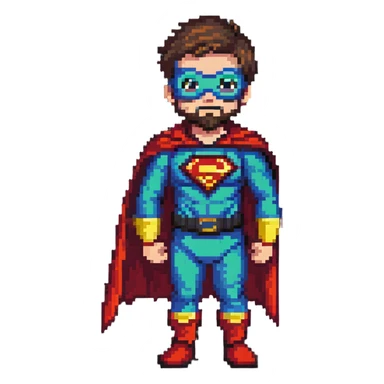 kid with beard wearing homemade superhero costume sticker