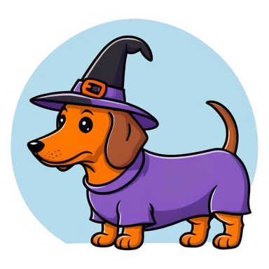 Halloween weenie dog in costume  sticker