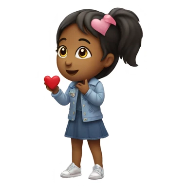 Girl blowing heart shape kiss sticker