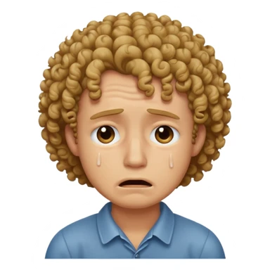 man crying with curly hair sticker