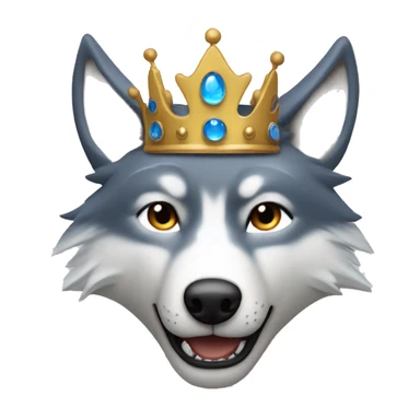 brown-grey wolf blue eyes with crown sticker