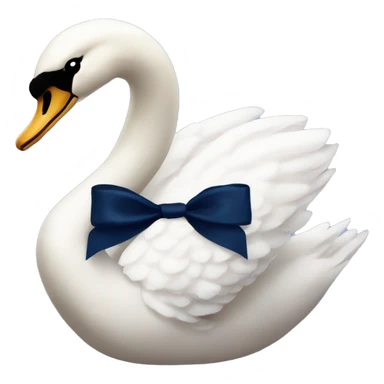 White swan with a navy blue bow sticker