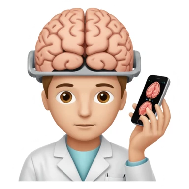 neurosurgeon examining a brain scan sticker