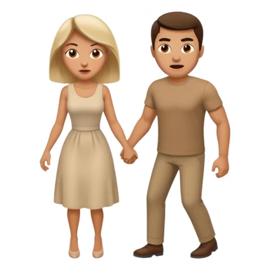 a man angrily moving his wife out the way she looks satisfied sticker