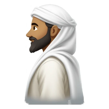 sideview of one bearded muslim man in a white thobe walking whilst wearing a shemagh. sticker