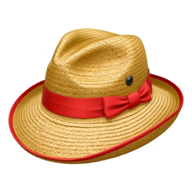 Sombrero de paja con una tira roja en la parte central sin ninguna soporte sticker
