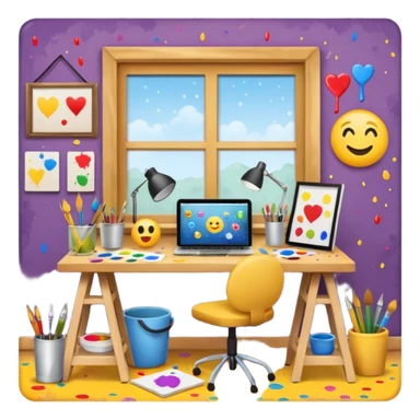 emoji room (cozy art studio) sticker