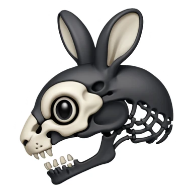 Tête de lapin squelette noire de profil avec des G à la place des yeux  sticker