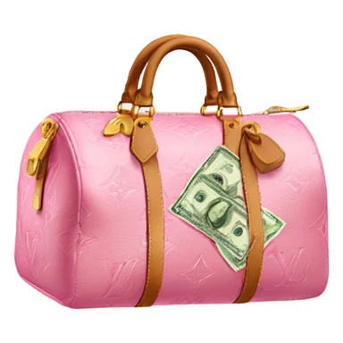 Pink louis Vuitton bag with money coming out the top sticker