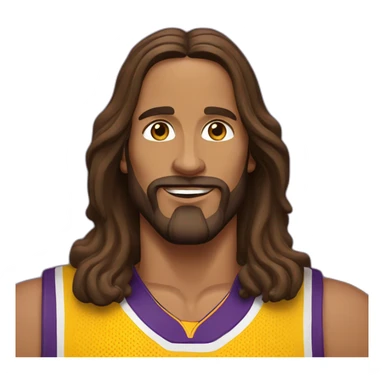 jesus christ wearing lakers jersey sticker