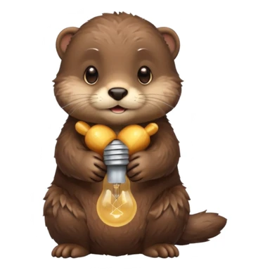 otter holding one lightbulb sticker