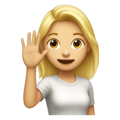 Blond girl surprised raising hand sticker