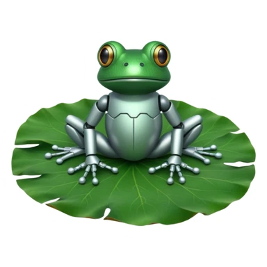 robot frog on lotus leaf sticker