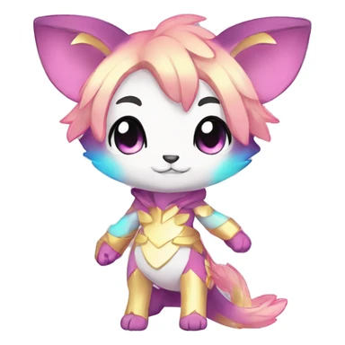Cute Kawaii Chibi Anthro Sona Pretty Shiny Colorful Sparkly Fakemon Full Body sticker