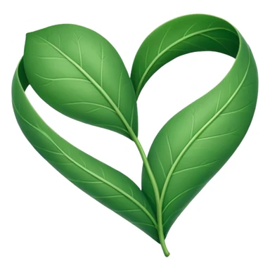  "A minimalist, stylized heart-shaped green leaf with a gentle, curved white bandage or ribbon wrapped around the center. The design should look warm and nurturing. Flat, clean emoji style for natural healing. Transparent background." sticker