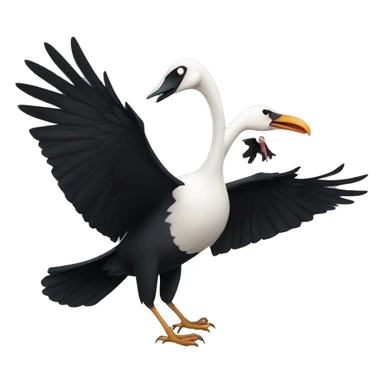 a crow fighting a swan sticker