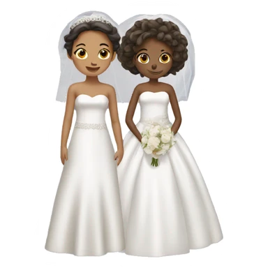 Two girls in wedding dresses sticker