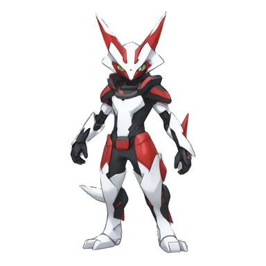  Cool Edgy Futuristic Black White Red Zangoose-Digimon-Medabot-Mecha full body sticker
