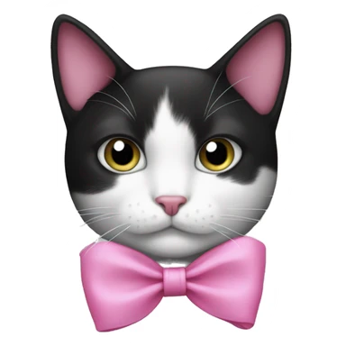 black and white cat with a pink bow sticker