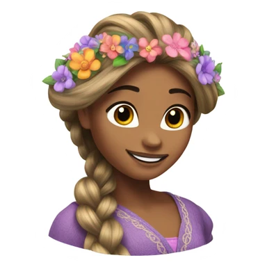 Rapunzel tangled flowers in braid realistic pretty sticker