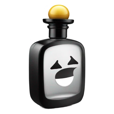 smiling perfume with black cap sticker