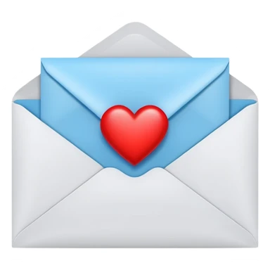 an envelope with one bright red and glossy heart coming out of it sticker