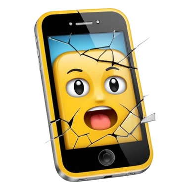 broken yellow cell phone sticker