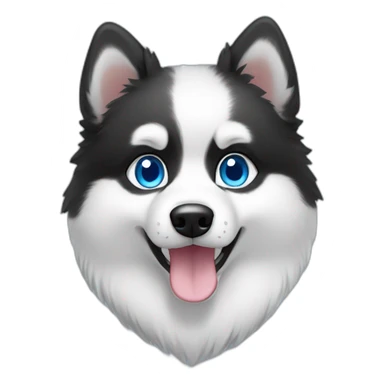 black and white pomsky with blue eyes sticker
