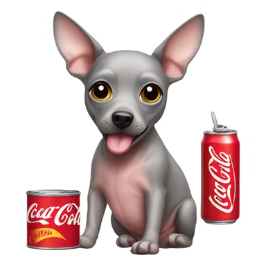 American Hairless Terrier drinking cola sticker