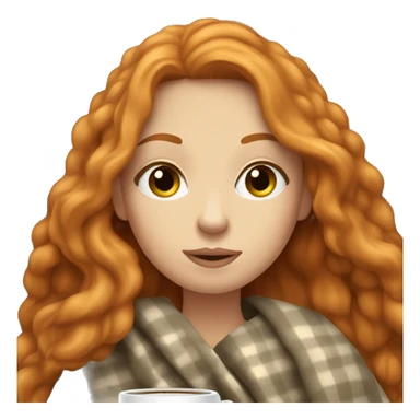 ginger long hair white girl wearing blanket sipping coffee sticker