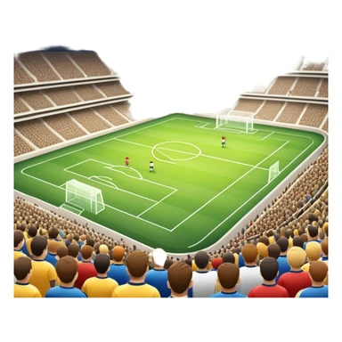 An icon showing a soccer stadium filled with close-up players in action, inspired by EA Sports FC 25. The design features players on the field, with the stadium lights shining brightly and a lively crowd in the stands. Transparent background highlights the energy and excitement of the match. sticker