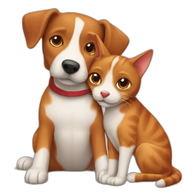 red-tabby-cat-cat-cat-feline-and-brown-jack-russell-dog-hugging sticker