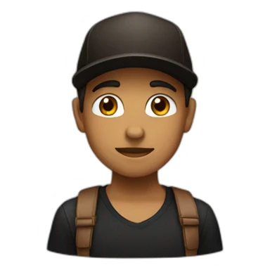 I want you to create an emojic of a boy with a brown cap and black shirt sticker