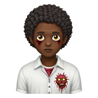 a curly haired emo zombie with a white blouse and dark skin man sticker