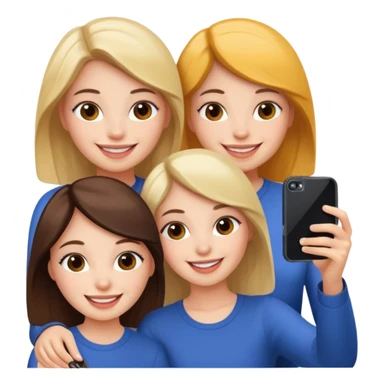 Three girls taking selfie sticker
