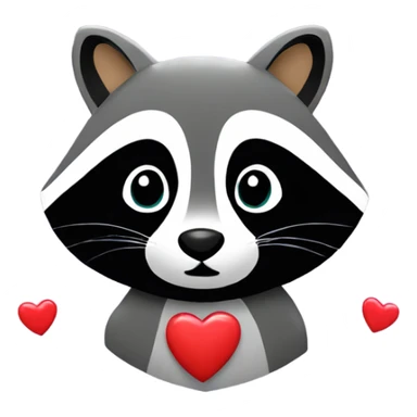 Raccoon with hearts all around it sticker