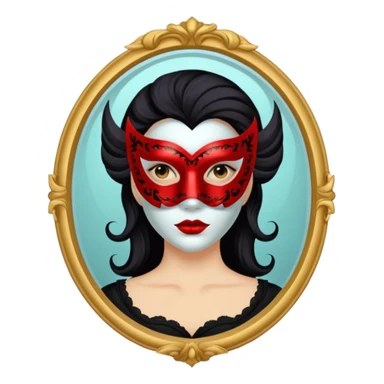 Killer on mask on fancy mirror behind woman sticker