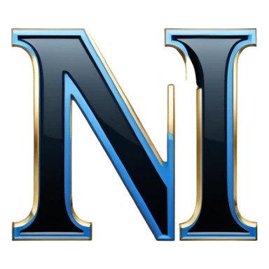 Bold Black-Blue-White-Gold Font Letter “N” sticker