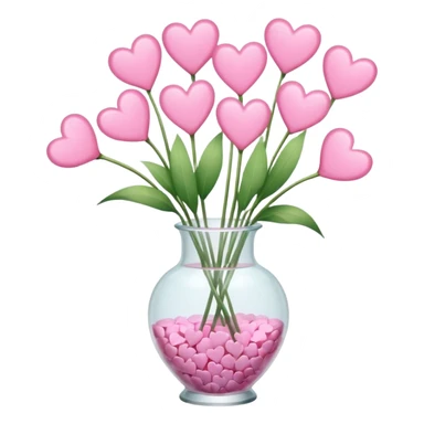 10000000 huge pastel pink hearts on stems in a clear glass vase sticker