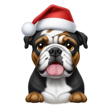 Black English bulldog in Christmas hat sticker