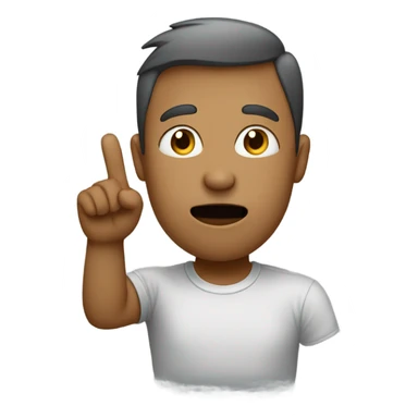 In the image, a person is wearing a light gray t-shirt and holding their hand near their mouth. sticker