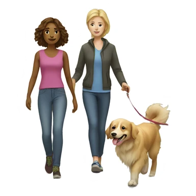 White woman walking a golden retriever sticker
