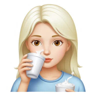 Girl drinking a white substance from a cup sticker