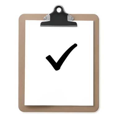 Make the background transparent, keep the realistic clipboard with a single checkmark unchanged. sticker
