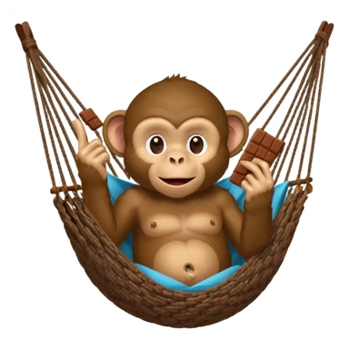 A monkey lies in a hammock in the jungle, eating chocolate and giving the middle finger. sticker